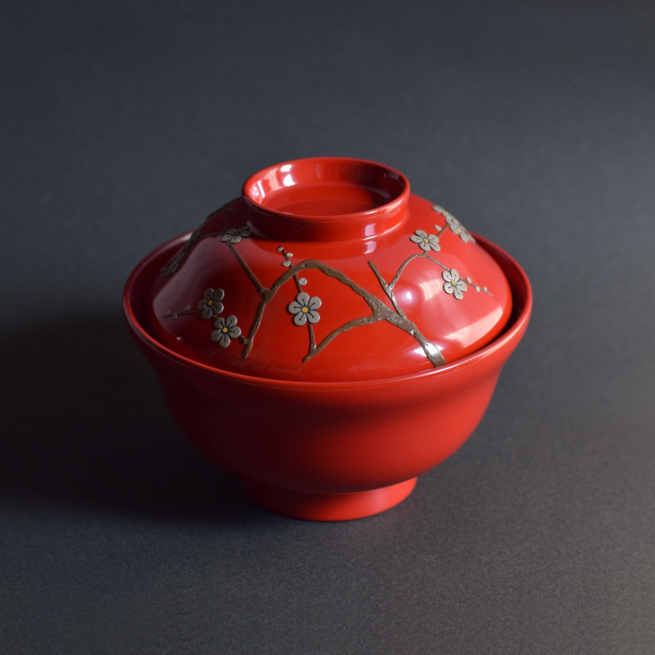 吸物椀 蛤型 梅 – 角萬漆器